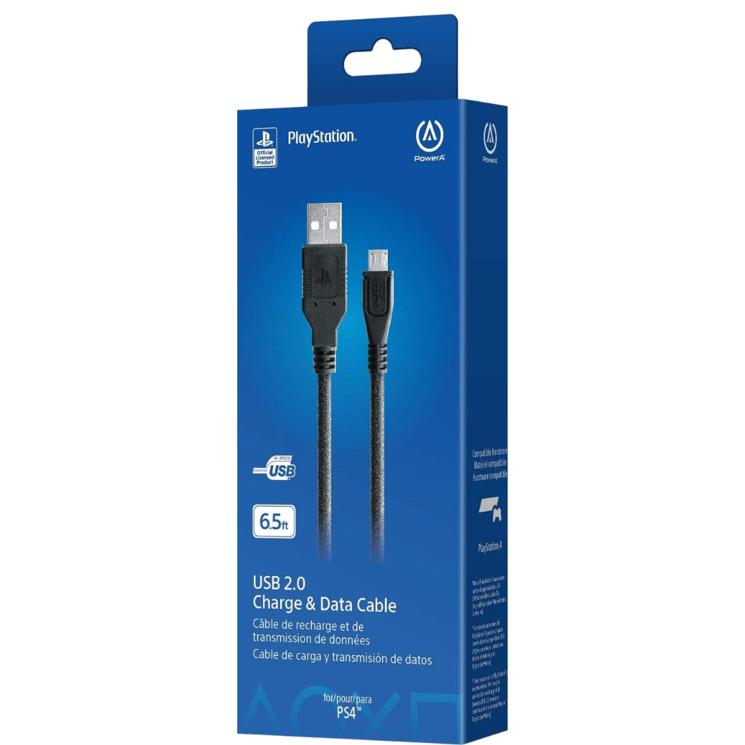 PowerA USB A to Micro USB Cable 2M for PS4 Controller Charging Data Cord OEM