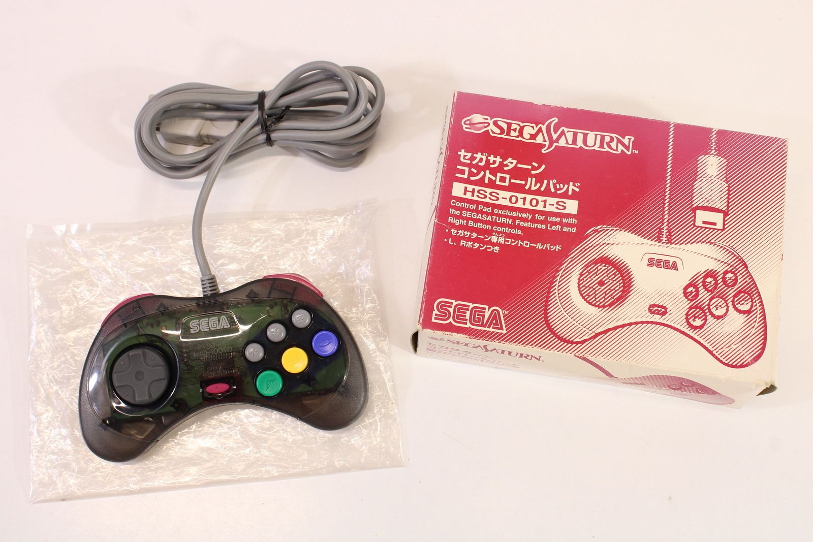 Boxed Official Sega Saturn Cool Pad Clear Black Controller HSS-0101 OEM SS GC171