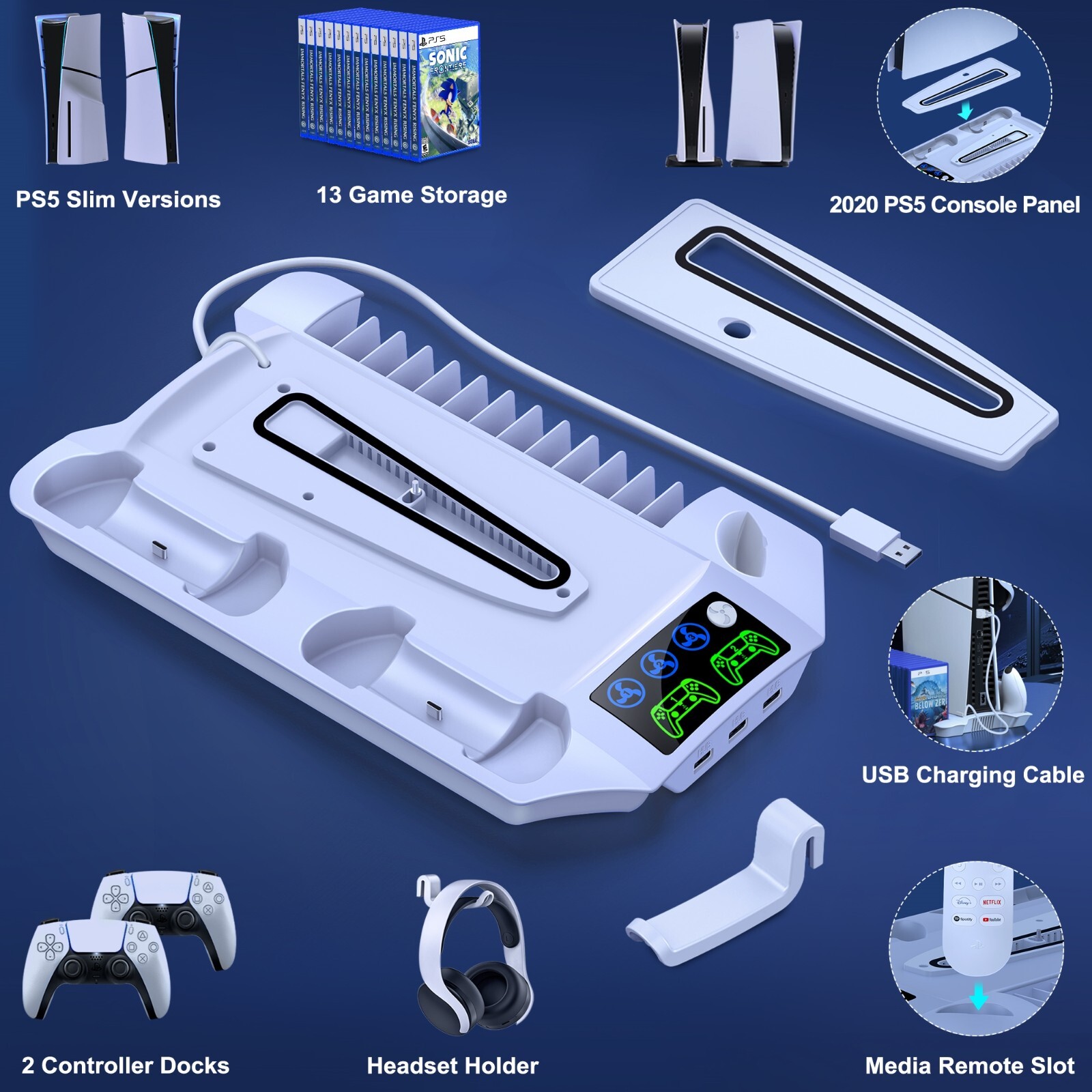 PS5 Slim Cooling Station Accessories Vertical Stand for PS5 Slim Digital/Disc