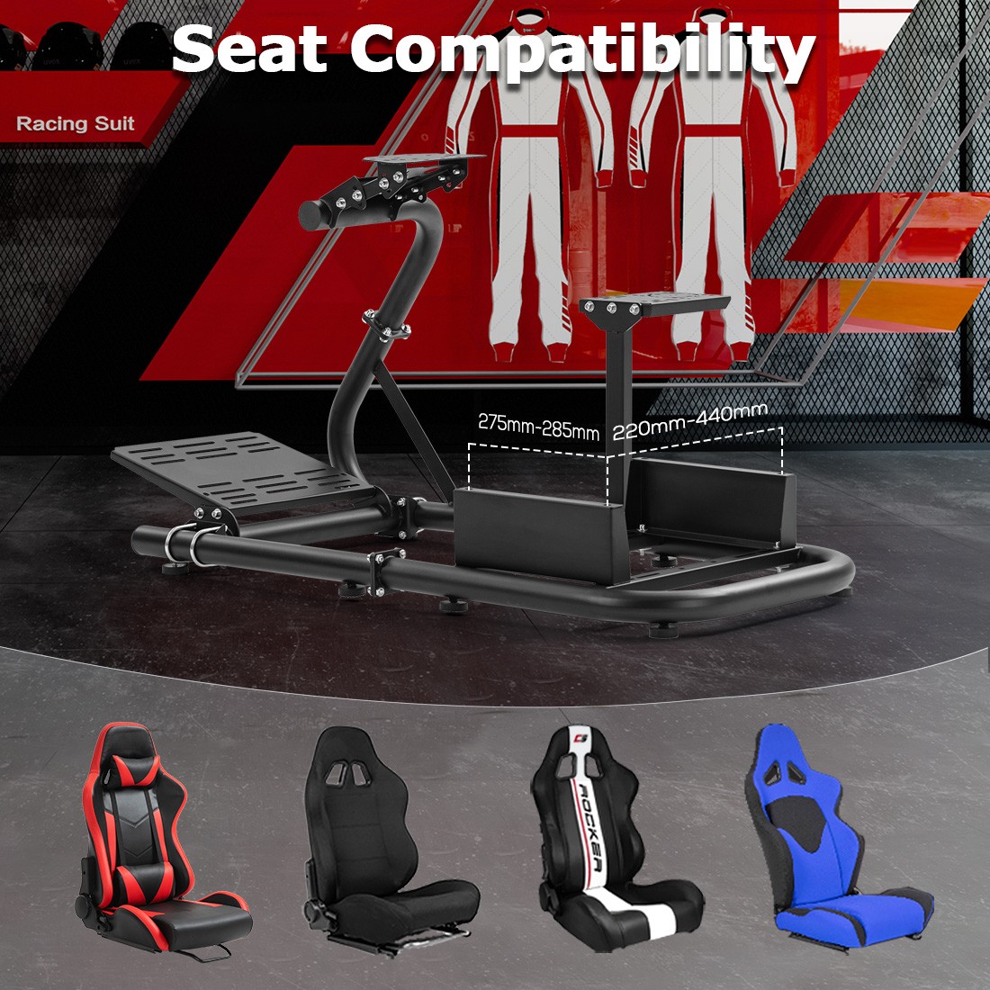 Zootopo Racing Simulator Cockpit Wheel Stand Fit Logitech G920 G923 Fanatec CSL