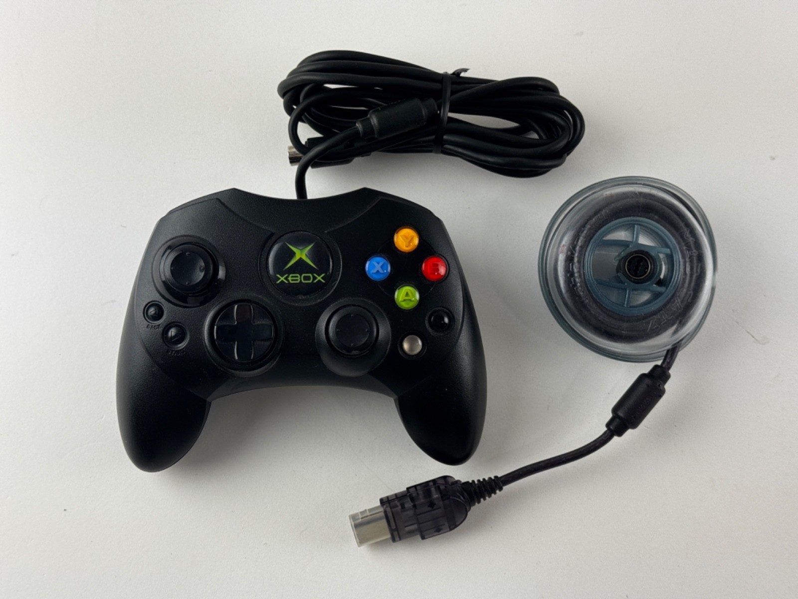 Original Microsoft Xbox Black S Type Controller w/ Breakaway Extension Cable