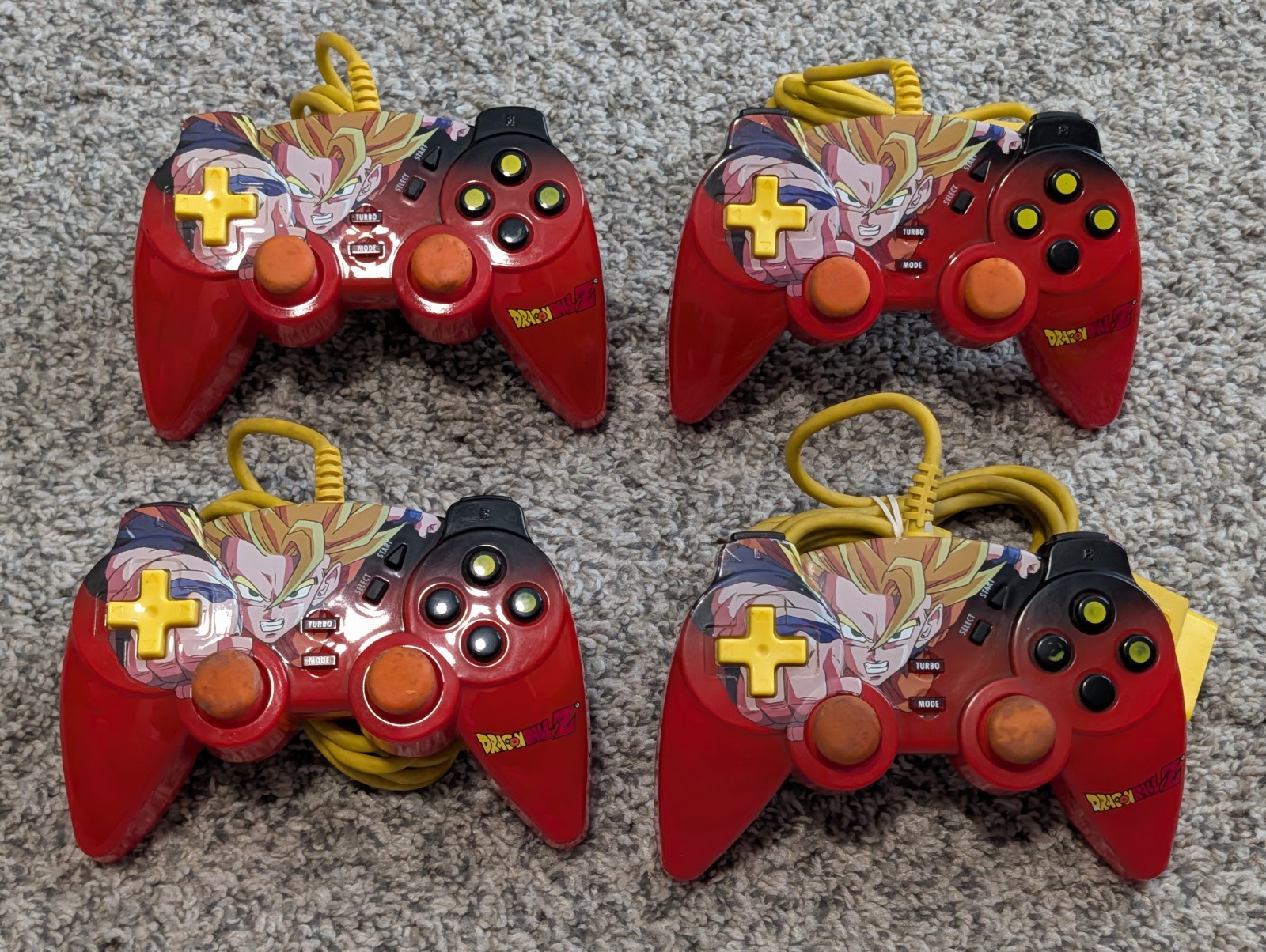 Lot of 4 NUBYTECH Dragonball Z Controllers Goku PS2 PlayStation 2 2003 FOR PARTS