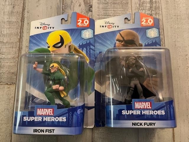 Disney Infinity 2.0 Iron Fist & Nick Fury Marvel Spiderman Figures New (Read)