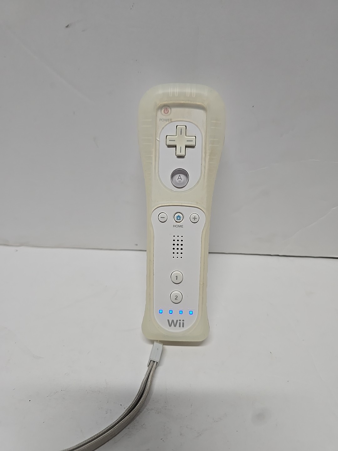 Nintendo Wii OEM White Remote Wiimote w/ MotionPlus Adapter & Silicone Sleeve