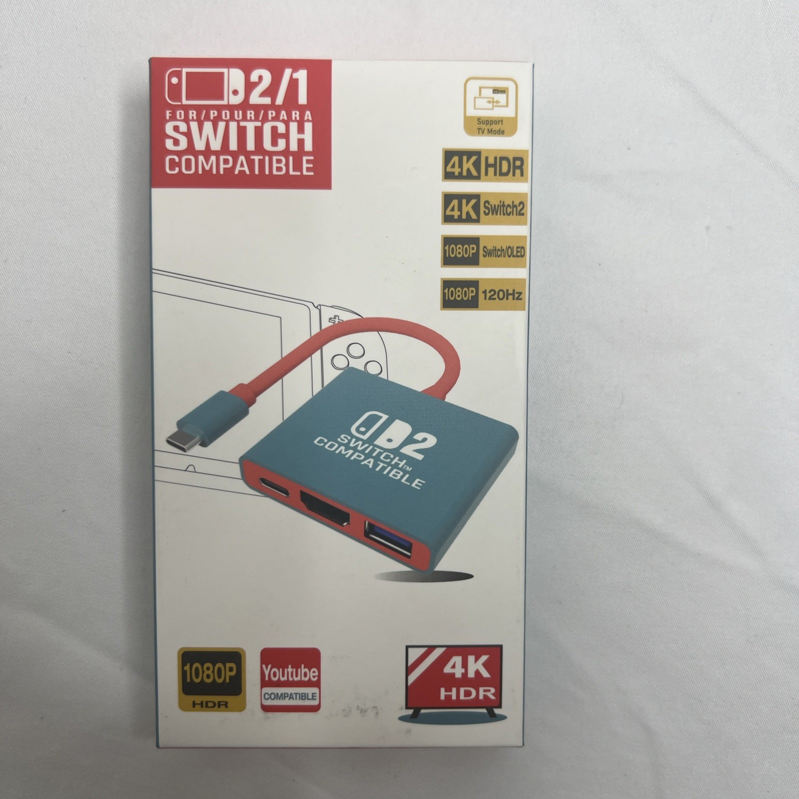 Switch 2/1 Dock Replacement USB-C Hub 4K HDR TV Adapter HDMI New