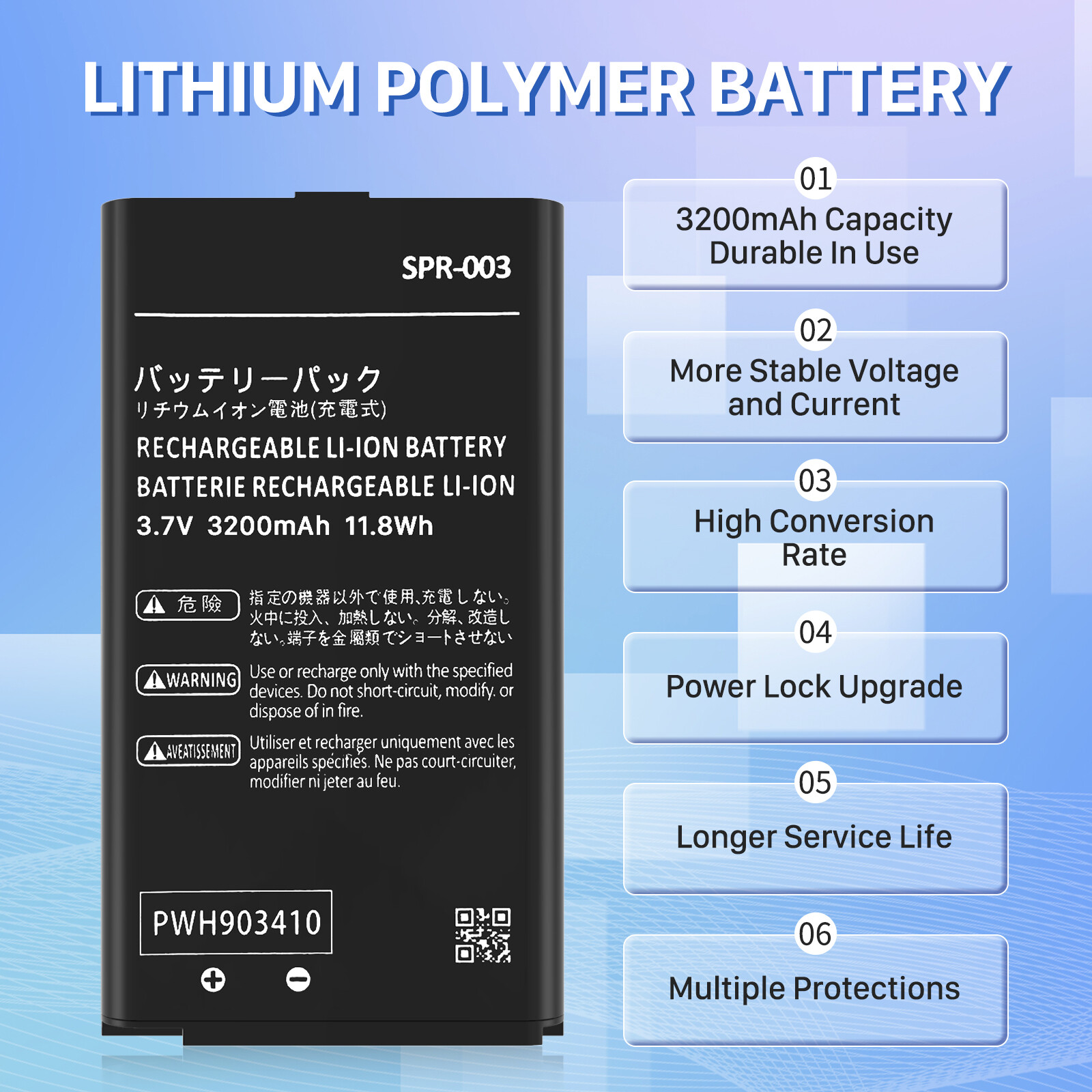 New SPR-003 Battery for Nintendo 3DS XL Game Console Battery 3200mAh+Screwdriver