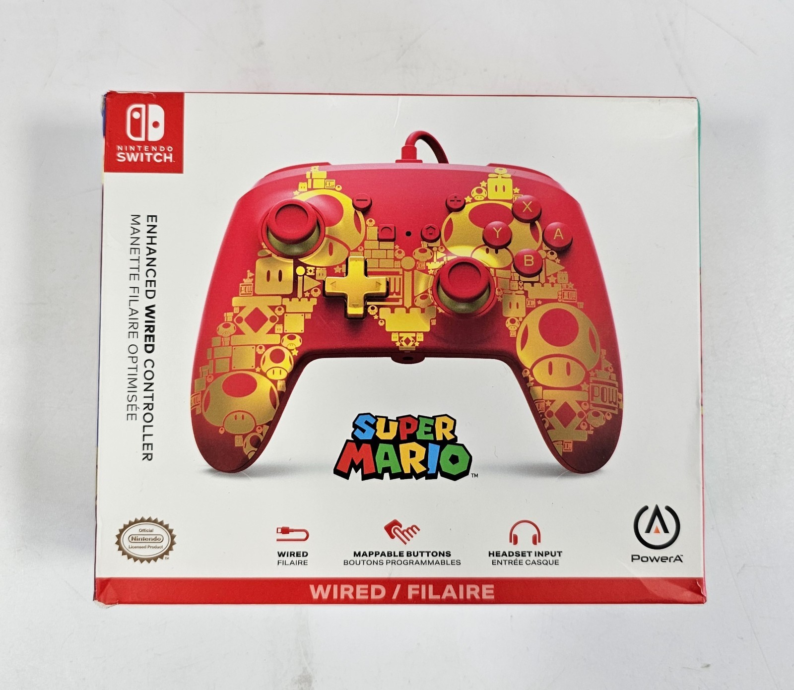 PowerA Nintendo Switch Super Mario Bros. Enhanced Wired Controller – Red/Gold