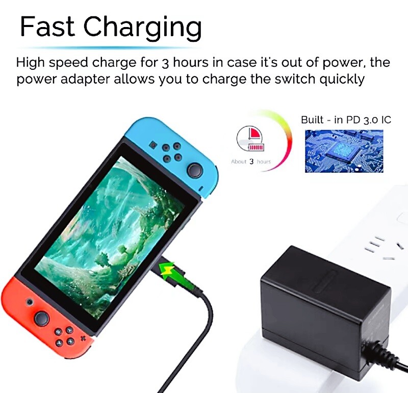 Genuine Nintendo Switch/Lite AC Power Supply Adapter US/CA EU UK plug charger