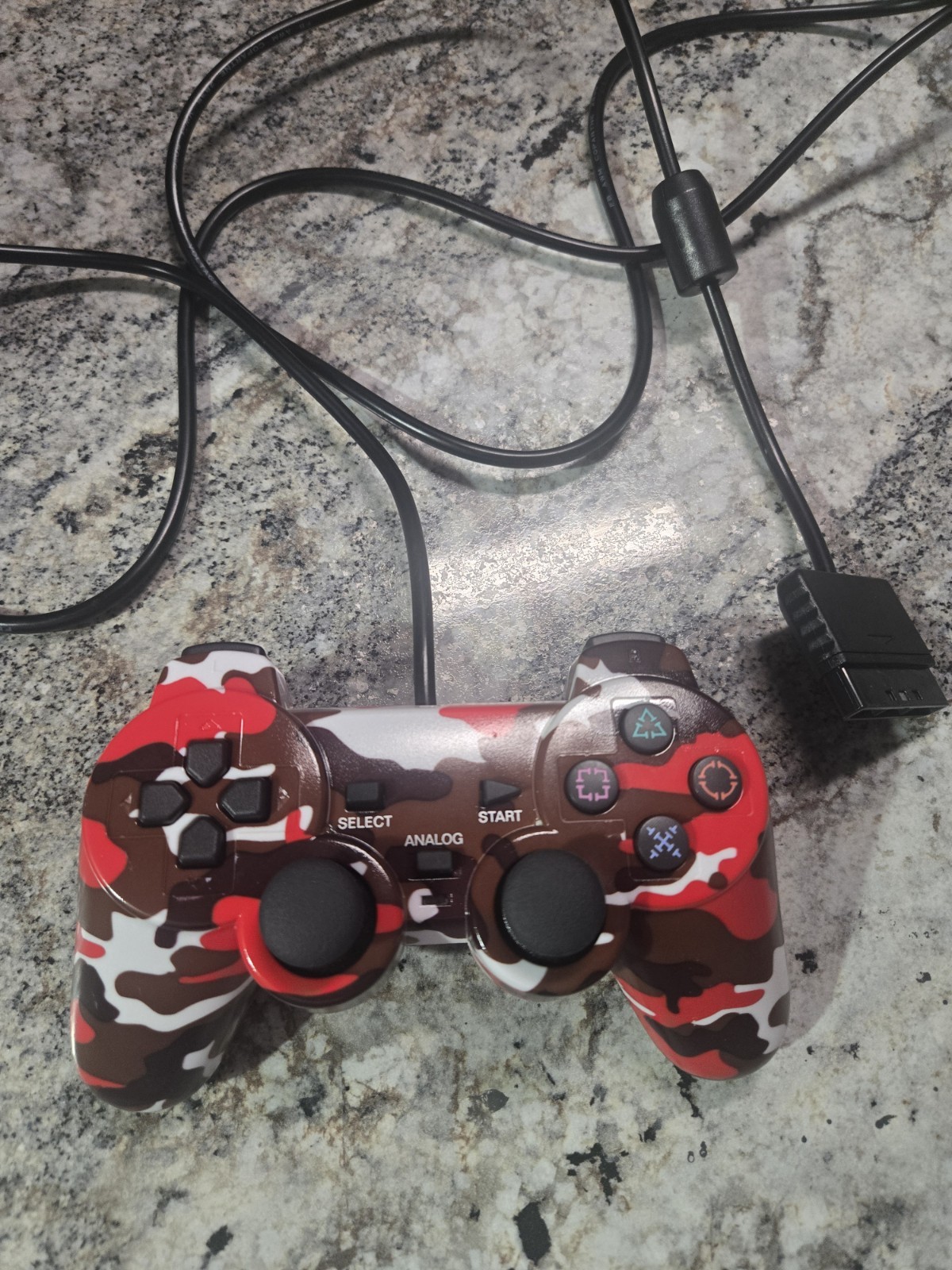 PlayStation 2 PS2 Wired Controller Red Camo Third Party — Tested