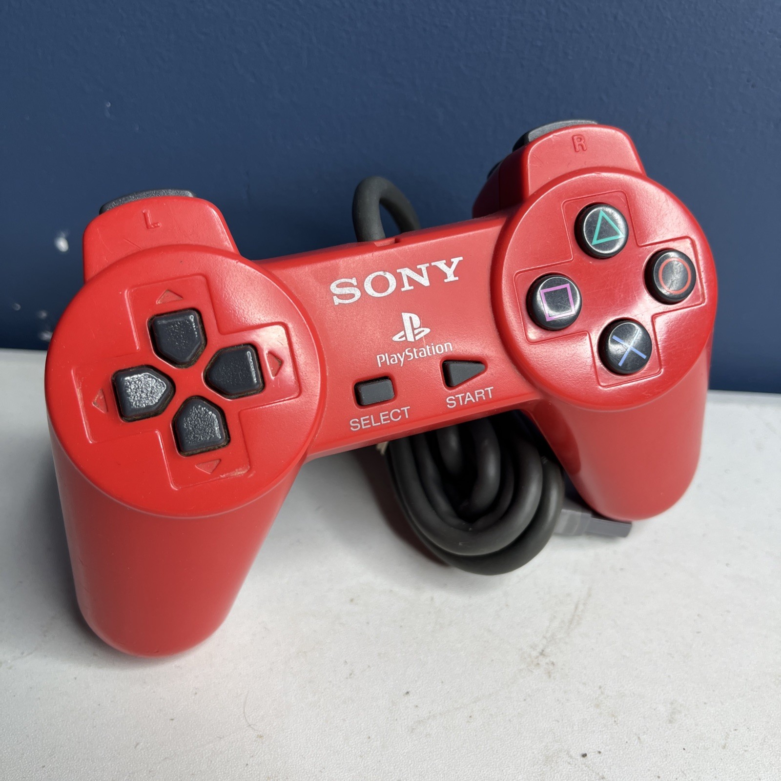 Sony PlayStation 1 PS1 Wired Controller Red SCPH-1080 OEM TESTED WORKING!