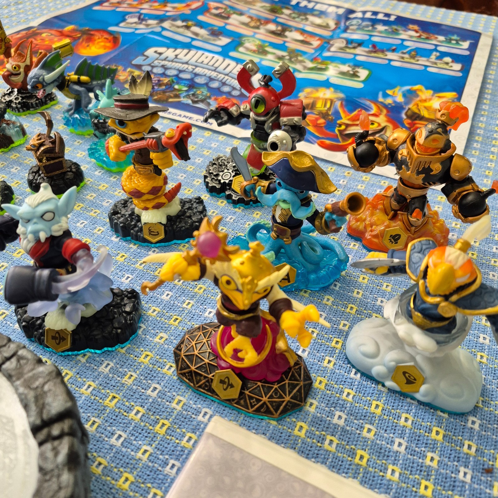 Wii SKYLANDERS Video Game Bundle – with 2 games, 22 figures, 2 portals, poster