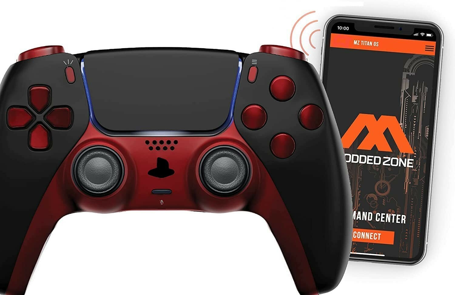 Black/Red Smart Rapid Fire Custom Modded Controller compatible with PS5 FPS