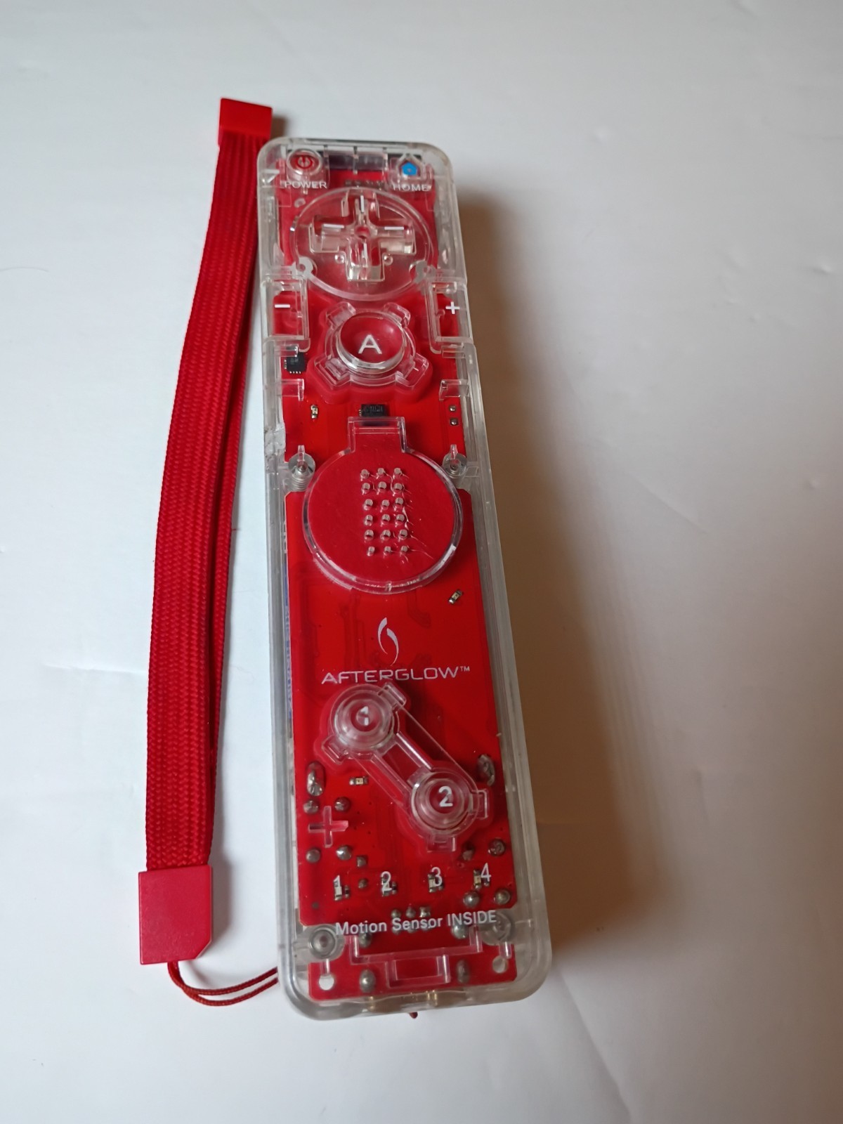 Afterglow Wii Remote Controller Clear Red Motion Plus LED Lights Tested Working
