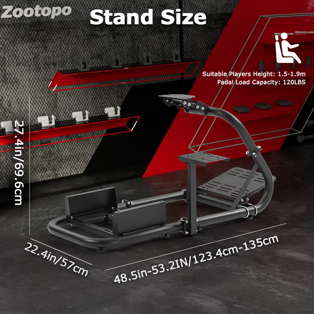 Zootopo Racing Simulator Cockpit Wheel Stand Fit Logitech G920 G923 Fanatec CSL