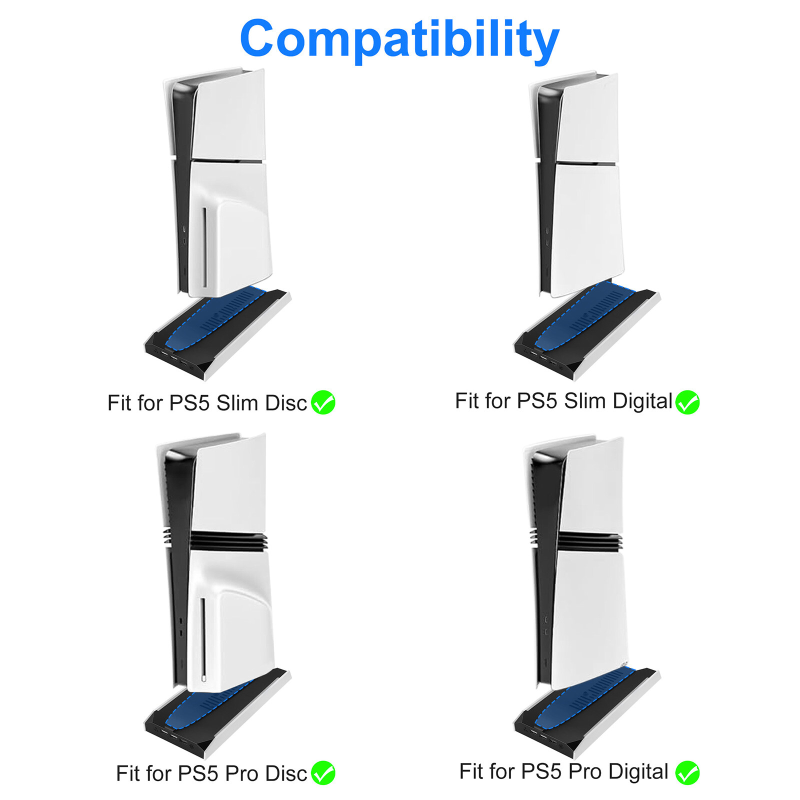 RGB Cooling Fan Stand for PS5 Slim/Pro Console w/ Adjustable Fan Speed USB Port