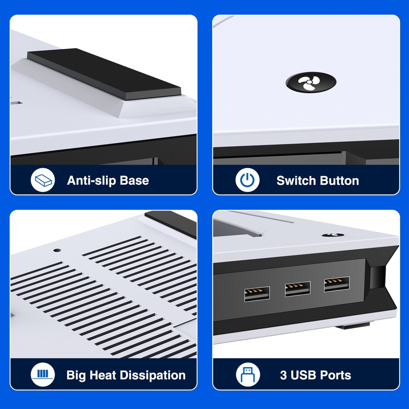 For PS5 Slim&PS5 Edition/Disc Dual Controller Charger Station Stand Cooling Fan