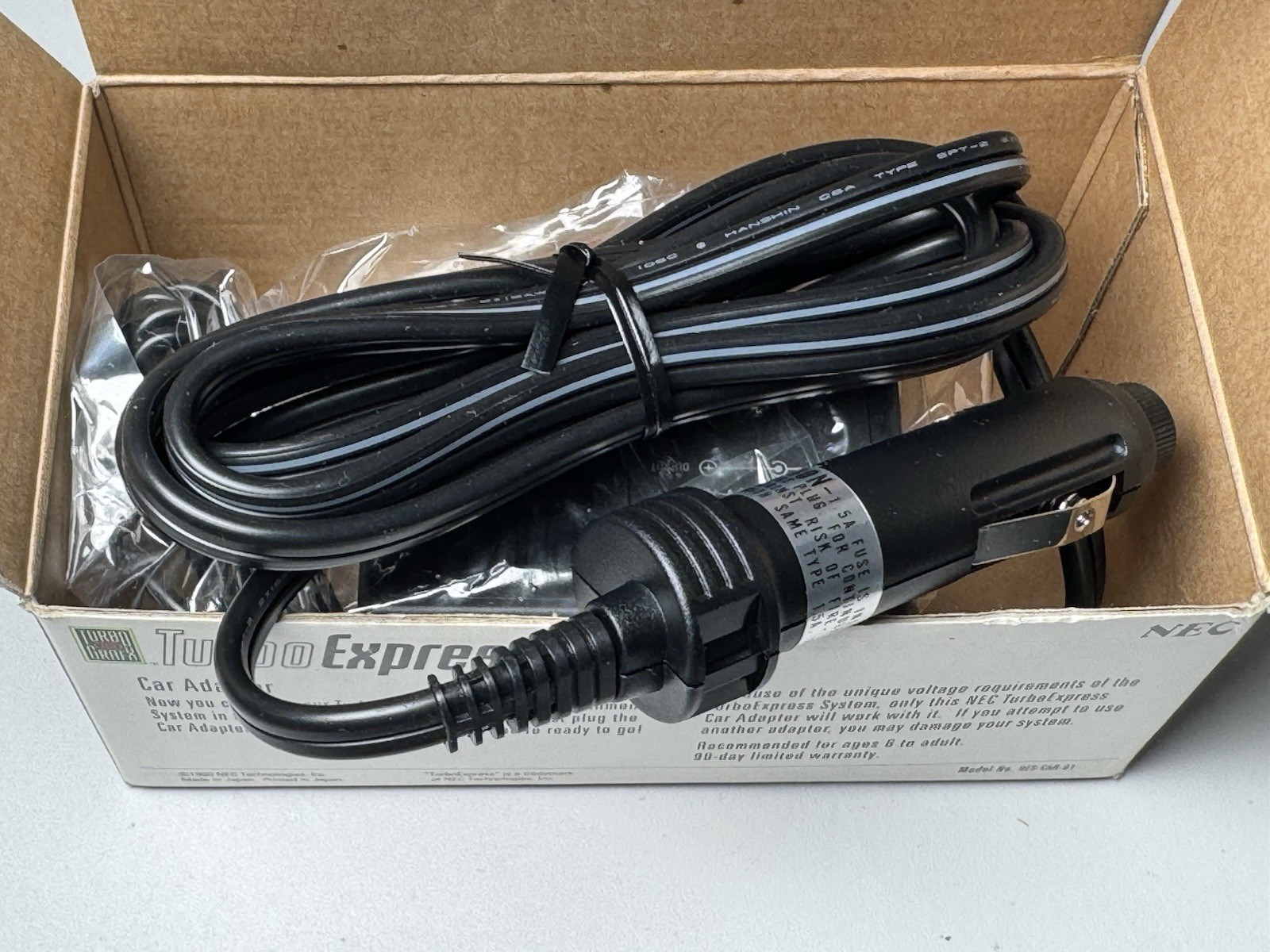 NEC TurboGrafx Turbo Express Car Adapter NIB 1990