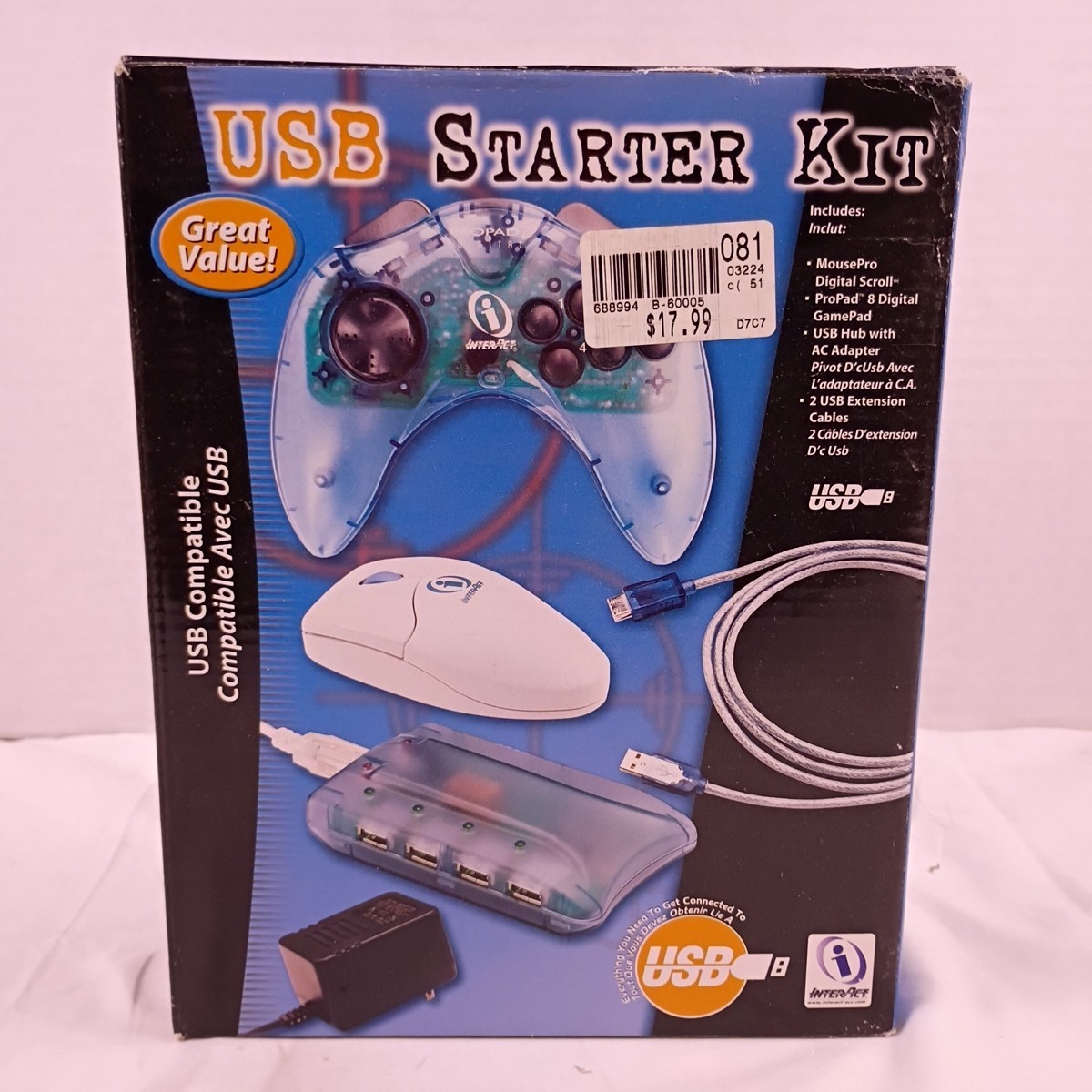 Interact USB Starter Kit w/ MousePro, ProPad, USB Hub, 2 USB Extensions New