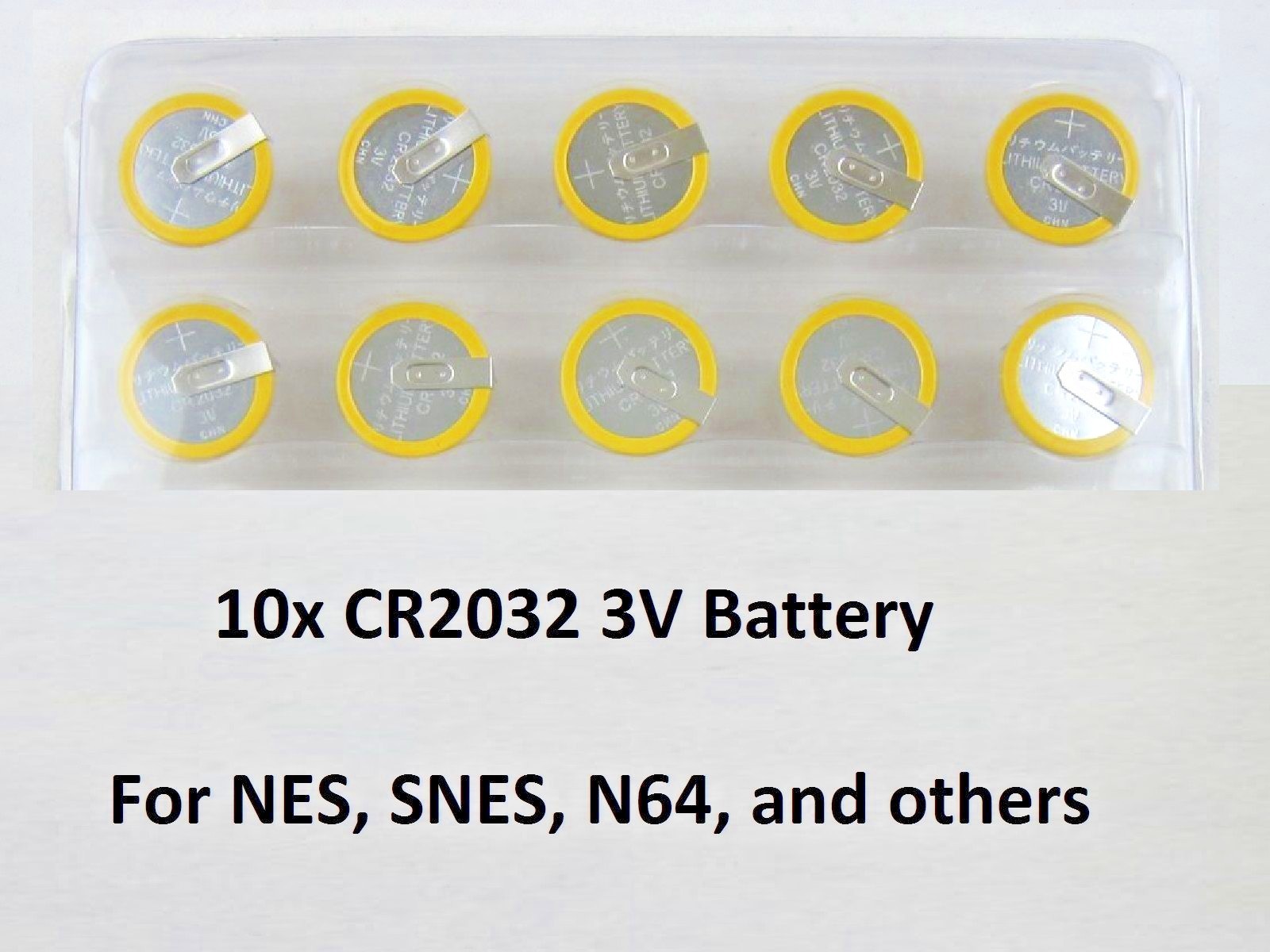 10 Replacement Battery – Super Nintendo NES SNES CR2032 Tabbed Tab Batteries