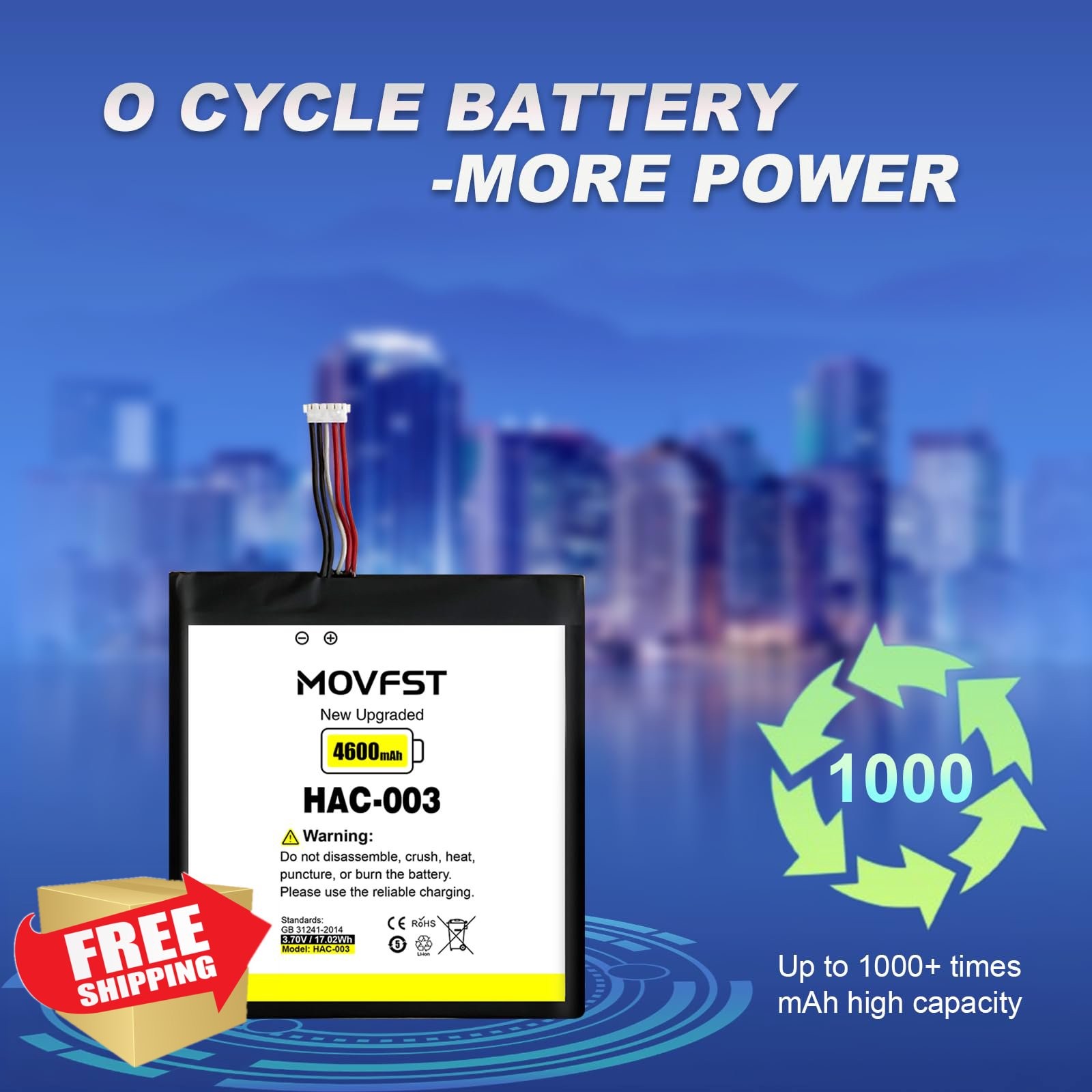 Switch HAC-003 Battery Replacement 4600mAh Game Console HAC-001