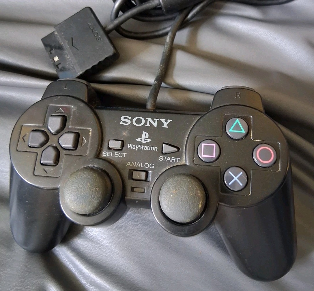Sony PlayStation 2 DualShock 2 Wired Controller Black 10010 Tested Good Knobs