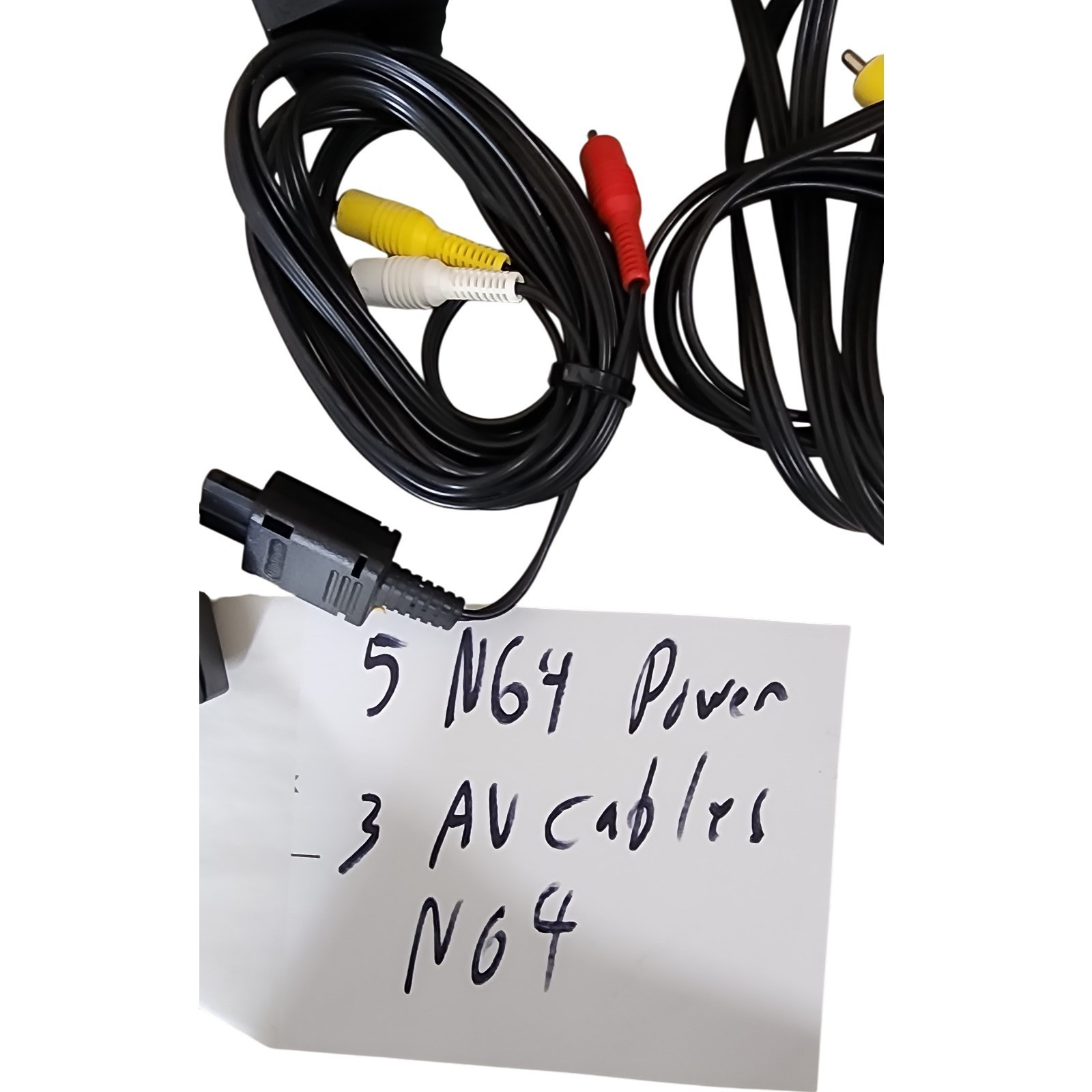 Nintendo N64 Lot 5 Power Adapter And 3 AV Cables Untested