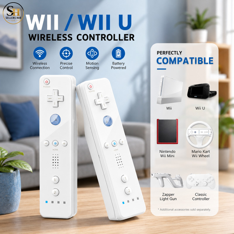 Built-in Motion Plus Wii Remote & Nunchuck Controller for Wii and Wii U Console