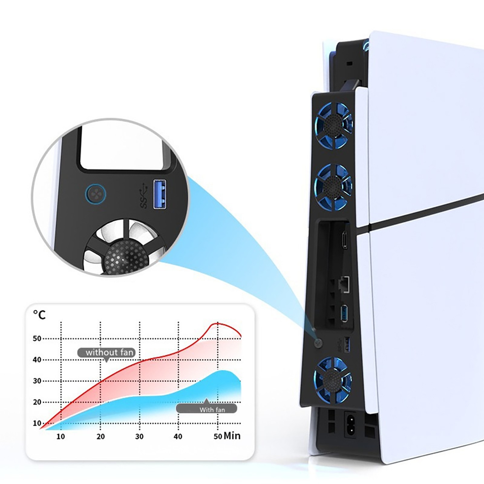 External 5500RPM Console Host Cooling Fan Cooler For Sony PlayStation 5 Slim