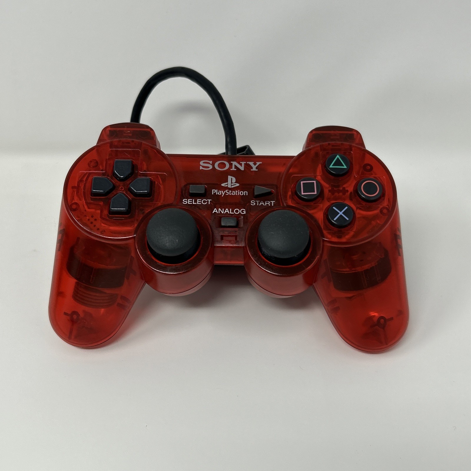 OEM Red Transparent/Clear DualShock 2 PS2 Playstation 2 Controller Read