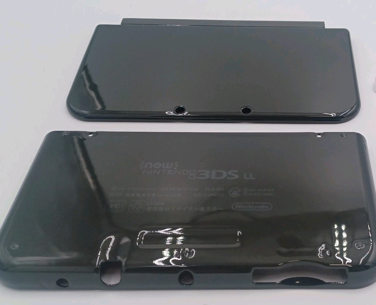 New Nintendo 3ds Xl LL Black/Gray Outside Shells Front/Rear+Rubbers+Screws+Label