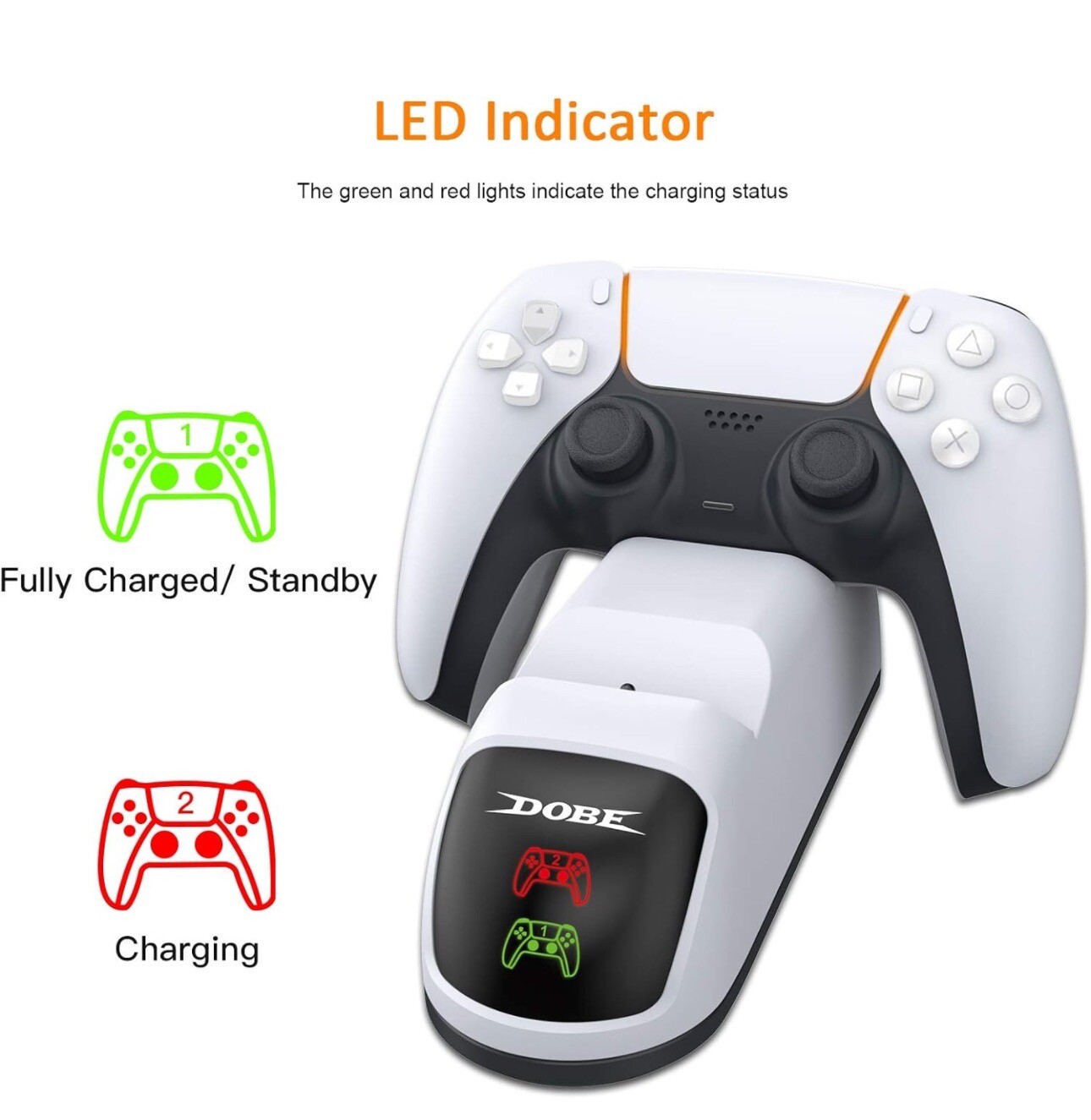 BEJOY Newest PS5 Charging Station, Dual PS5 Controller Charger with LED