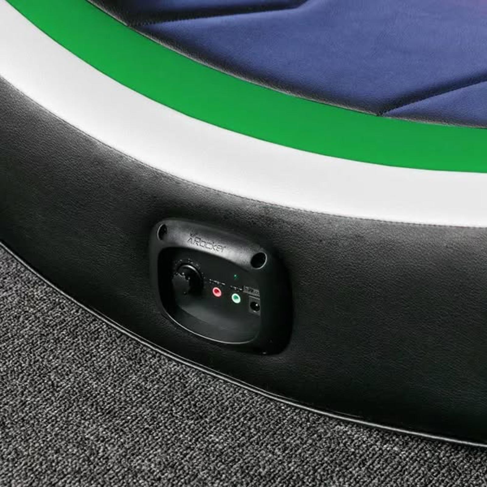 X Rocker Horizon RGB LED Audio Floor Rocker Gaming Chair Green Black White
