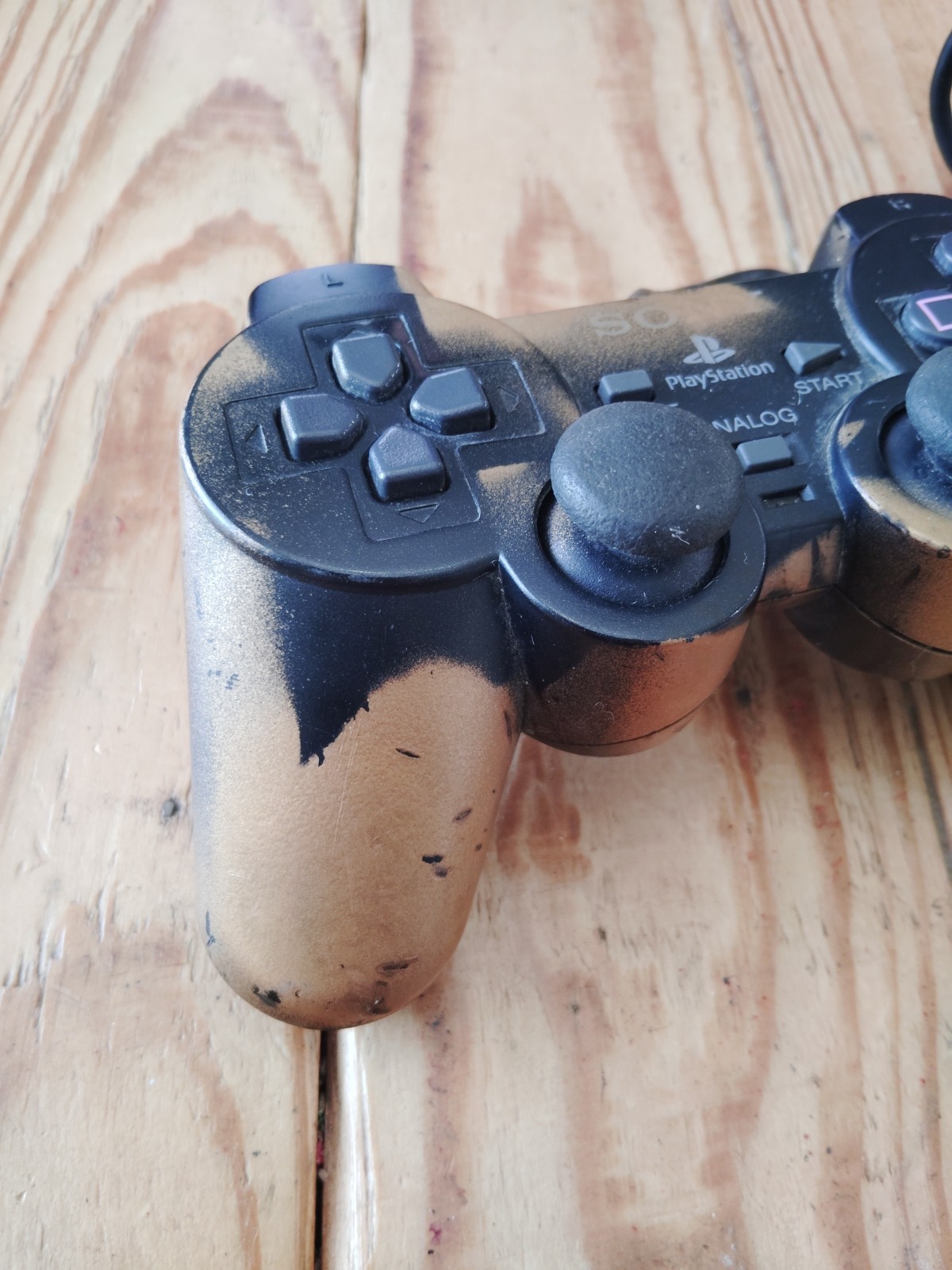 PS2 Dual Shock 2 Analog Controller Gold And Black Custom Paint Ps2 Tested Works