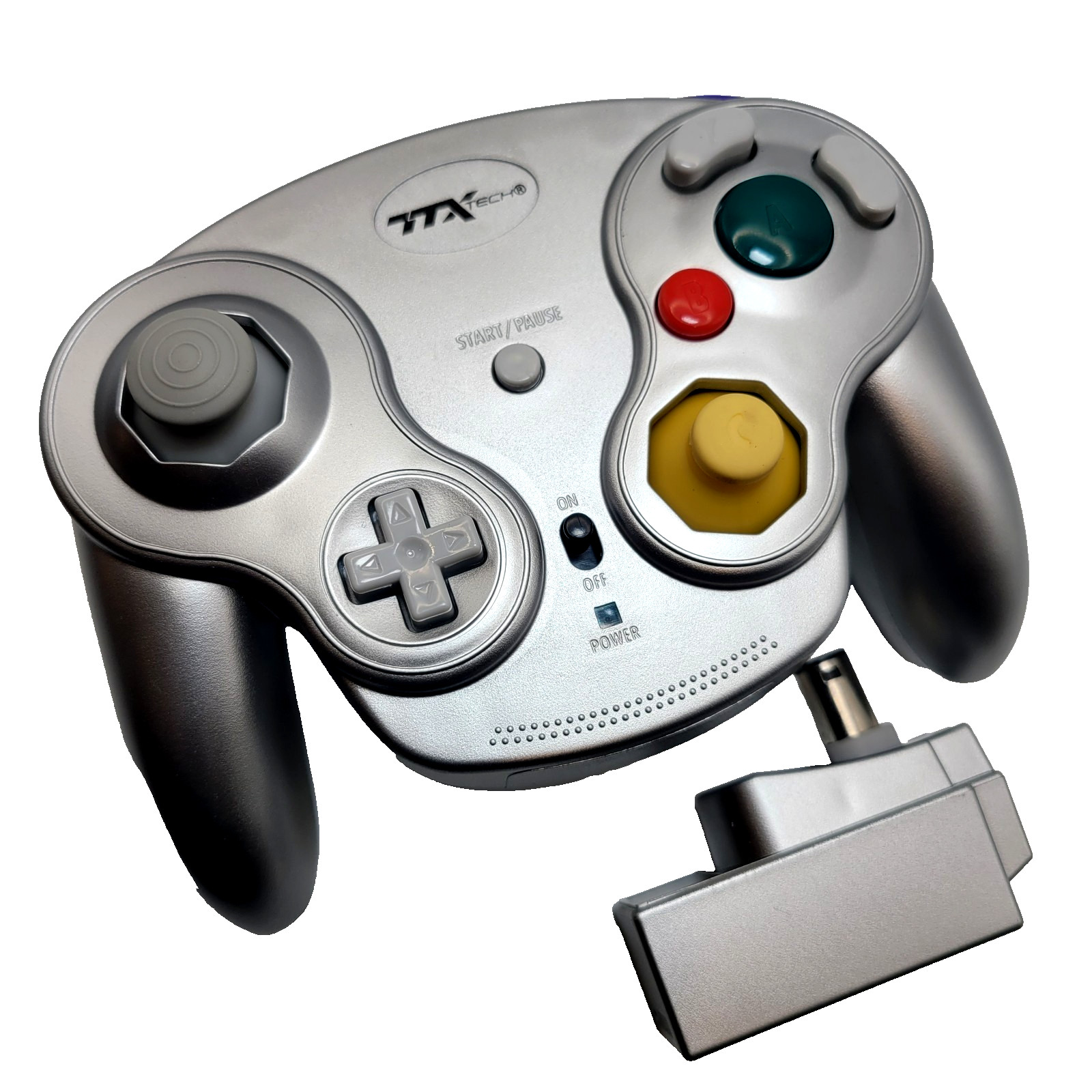 Silver “WaveDash” Wireless GameCube Controller for NGC or Wii – New In Box
