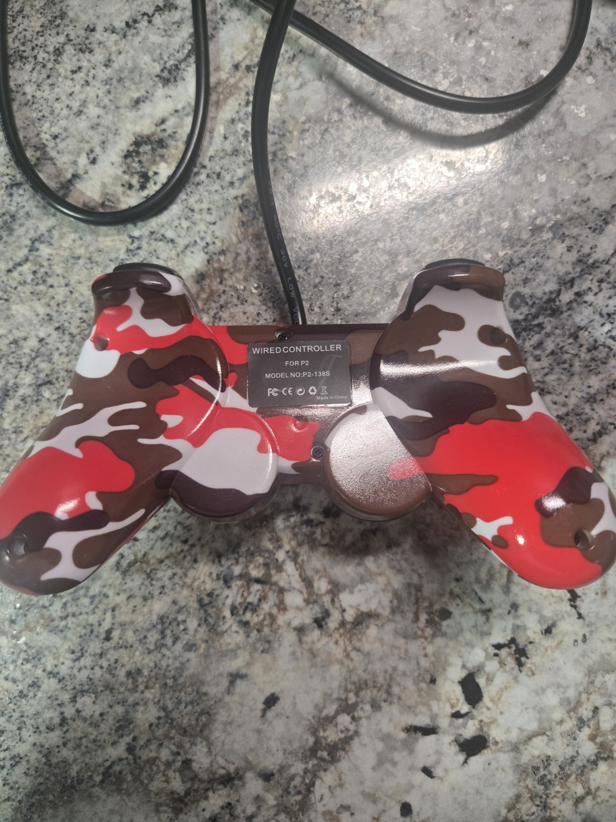 PlayStation 2 PS2 Wired Controller Red Camo Third Party — Tested