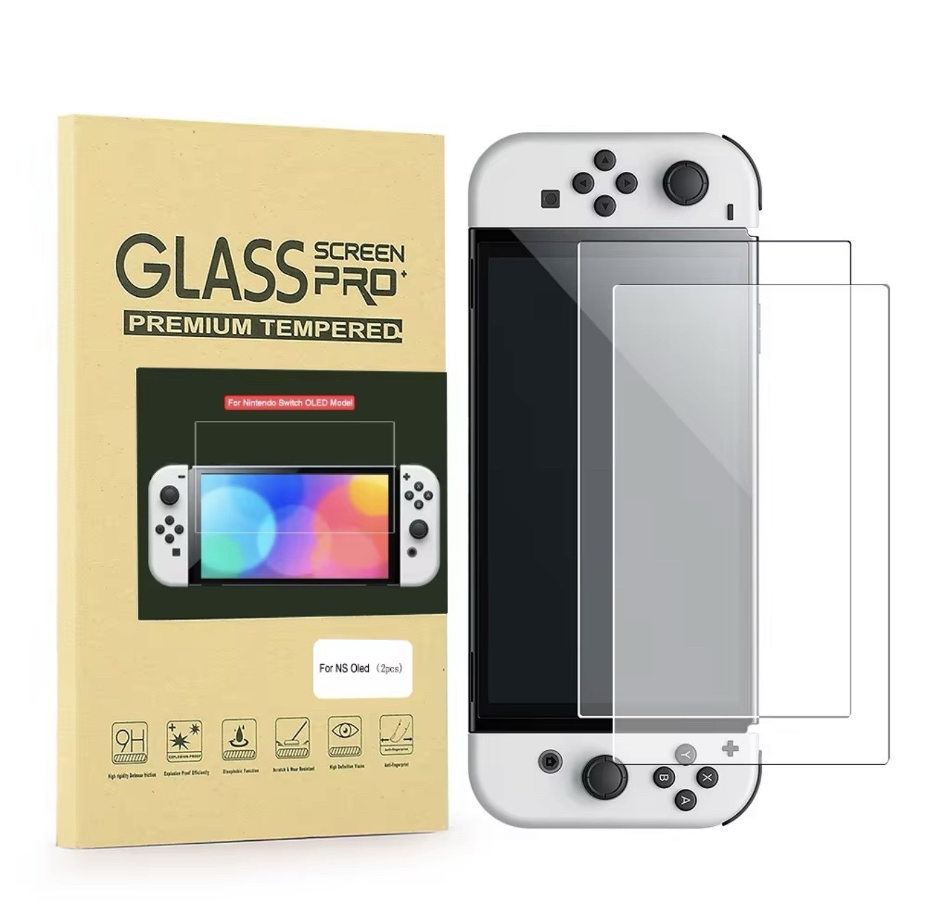 2-Pack Nintendo Switch OLED Screen Protector Tempered Glass 9H Anti-Scratch HD