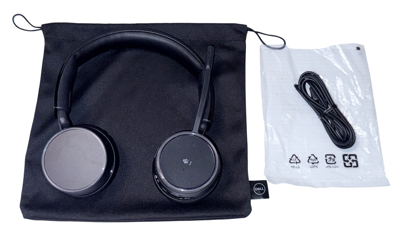 DELL WL5022 STEREO WIRELESS HEADSET BLACK + USB CORD & CARRY BAG ~ UNUSED?