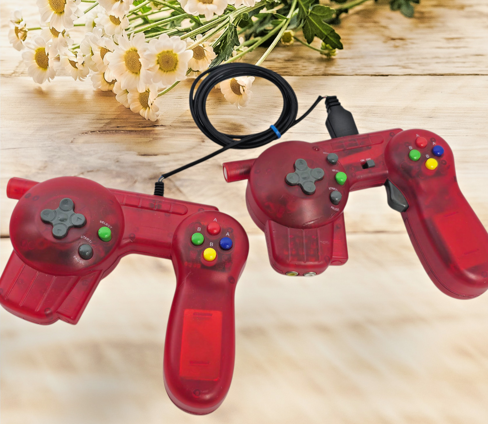 2 Protech XL 39 Transparent Red Portable Video Game Console Controller With Cord