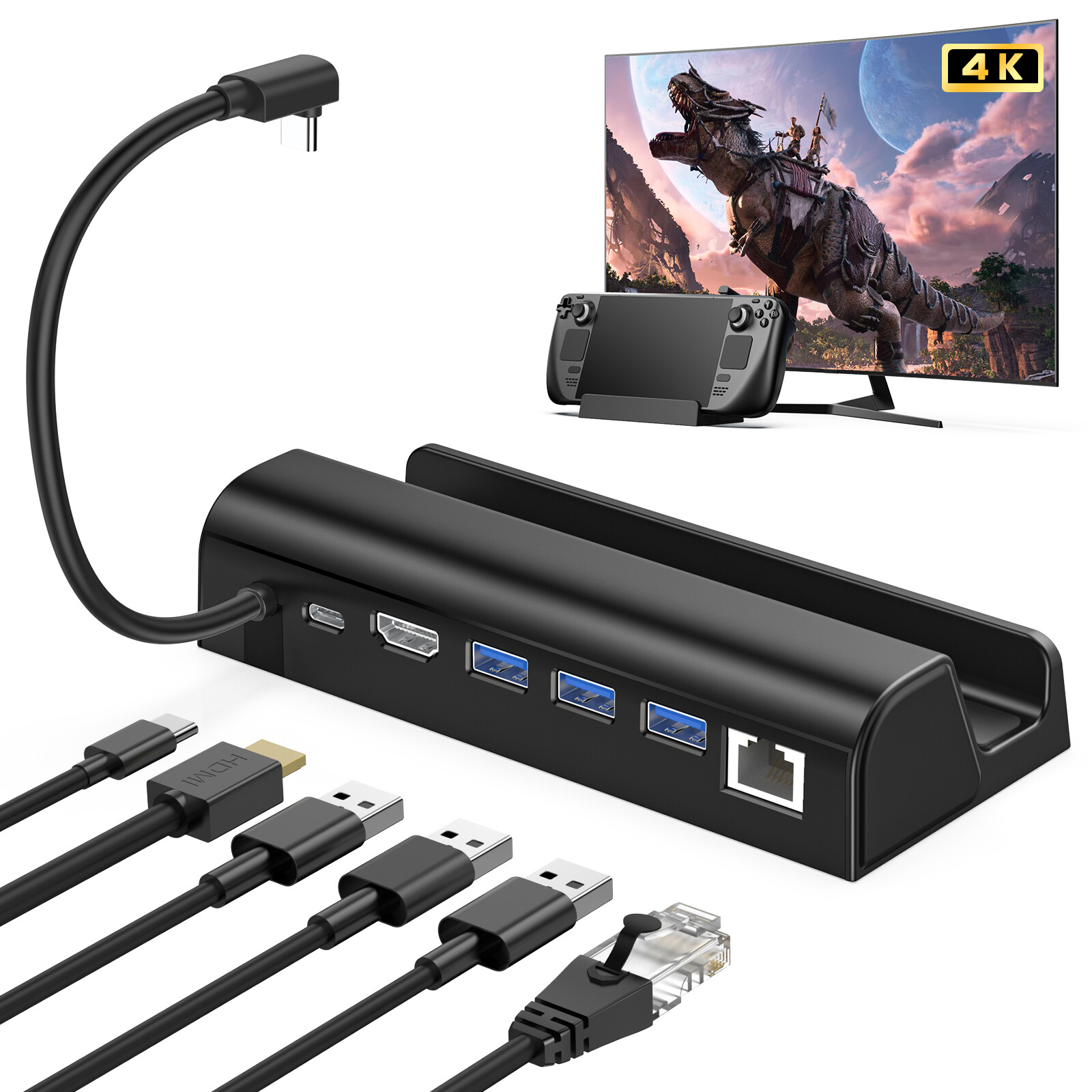 6-in-1 Steam Deck Docking Station For Valve Steam Deck Charging Game For HDMI TV