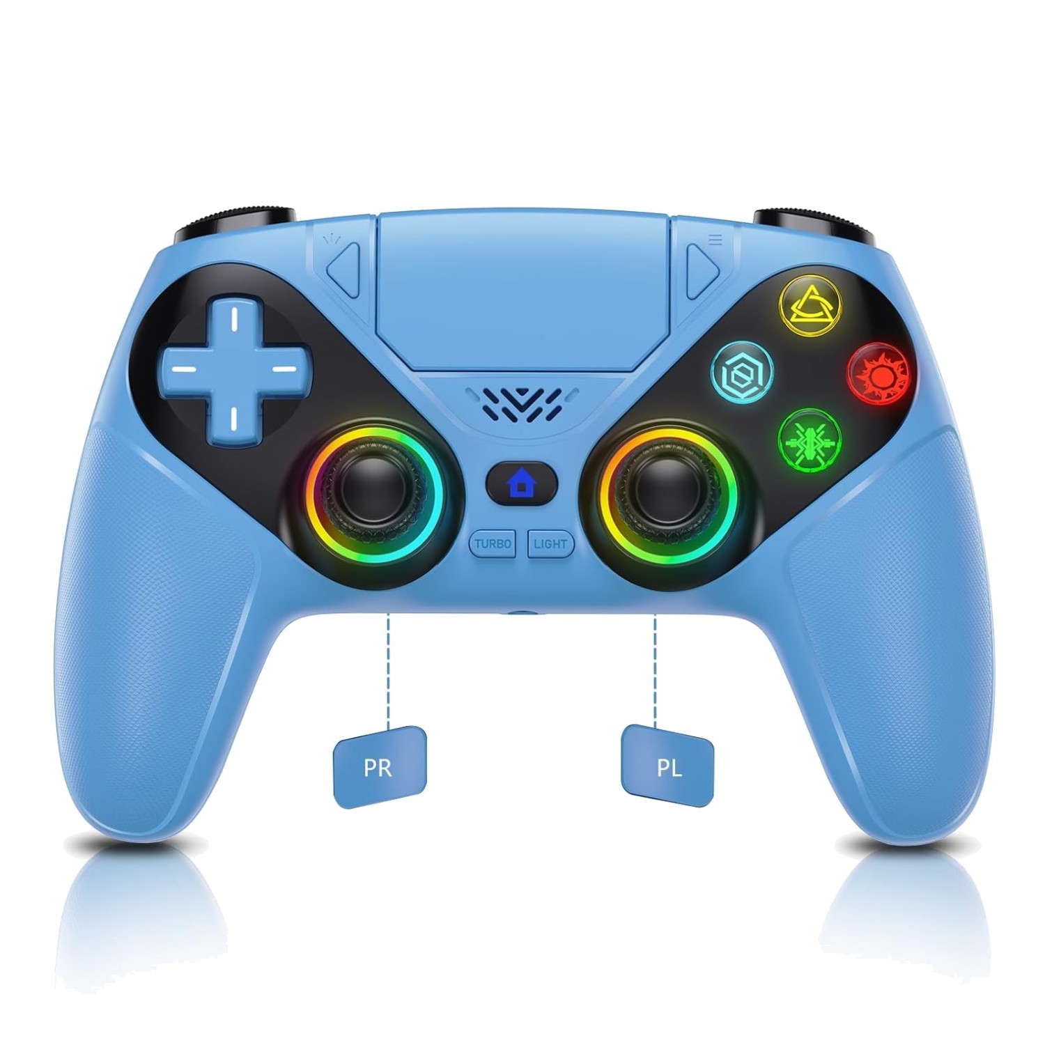 Bluetooth RGB Wireless Controller for PS5/PC – Blue