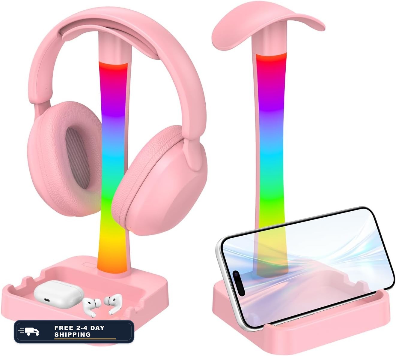 Headphone Stand with Charger,Gaming Headset stand with RGB Light Mode,For