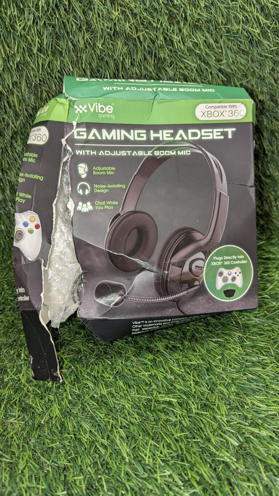 Vibe Xbox 360 Gaming Headset w/Adjustable Boom Mic New Open Damaged Box