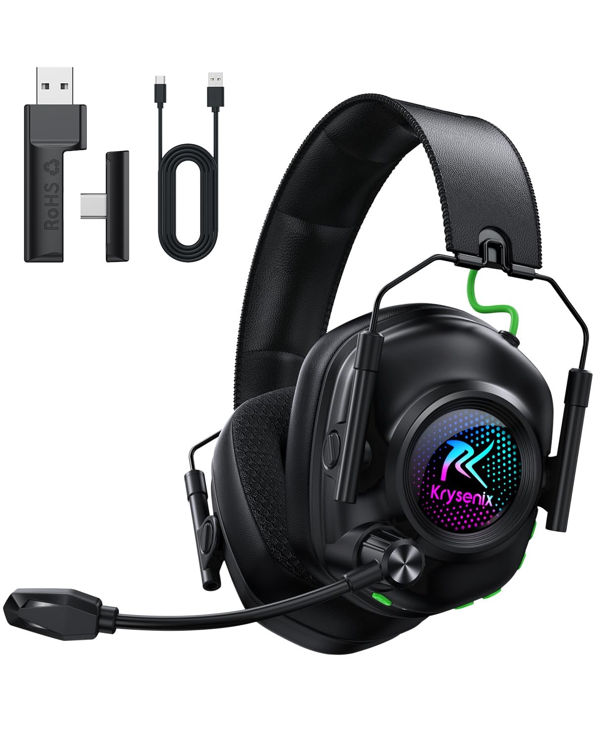 2.4 GHz Wireless Gaming Headset for PC, PS5, PS4, Switch, Mac, Bluetooth 5.4 …