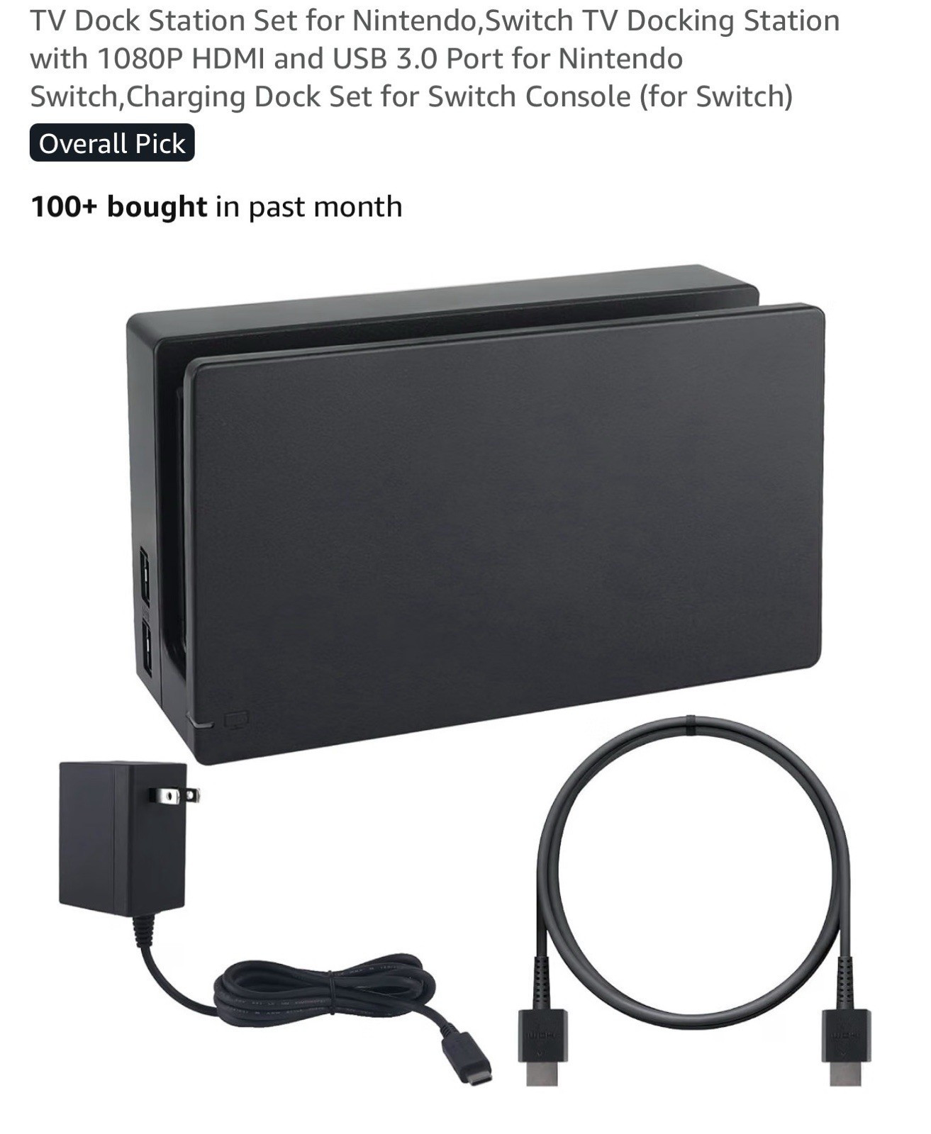 Nintendo Switch TV Dock Set HDMI Docking Station w/ AC Adapter Cable