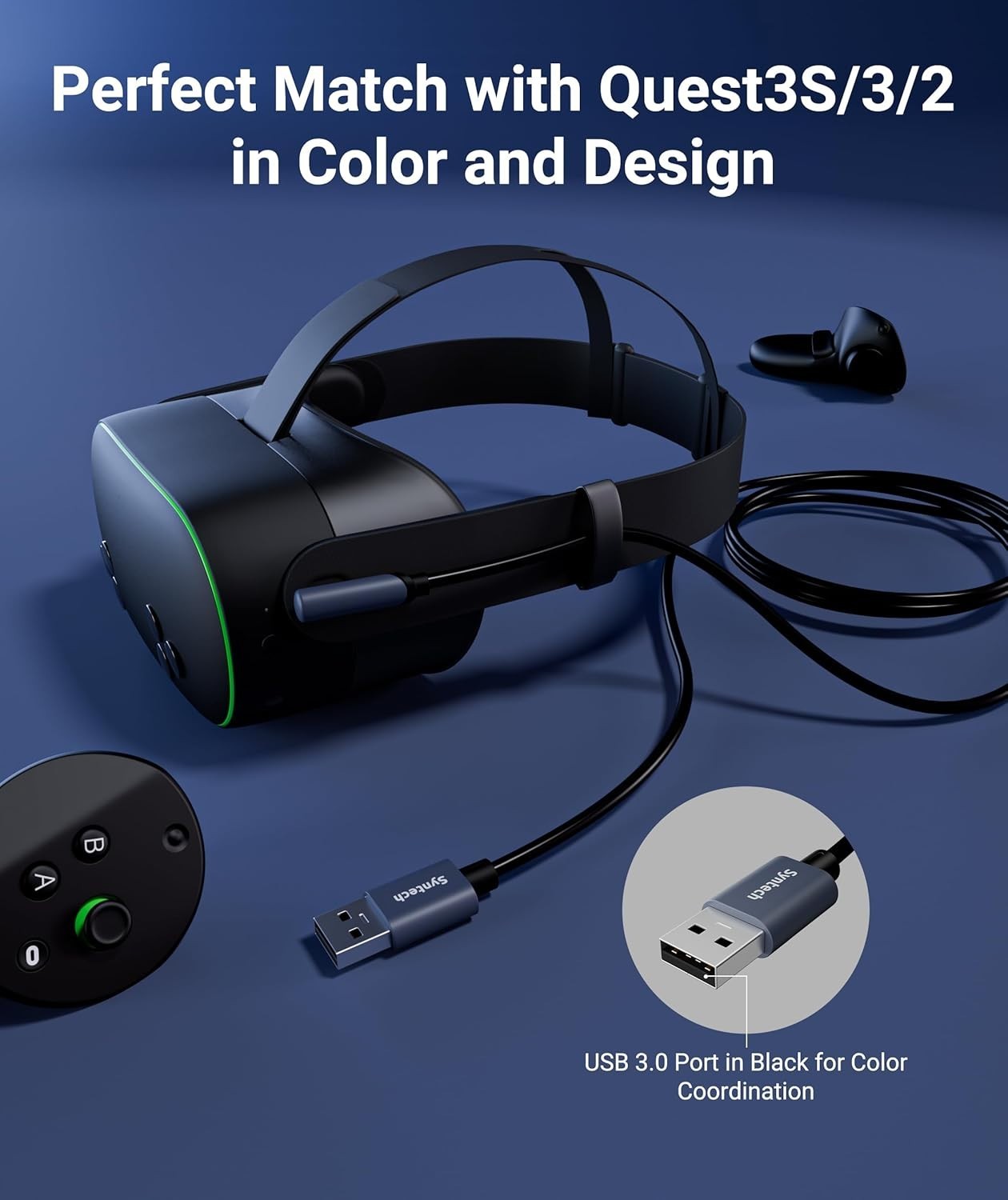 Comfortable 16 FT USB 3.0 VR Link Cable with L-Shaped Connector for Oculus/Meta