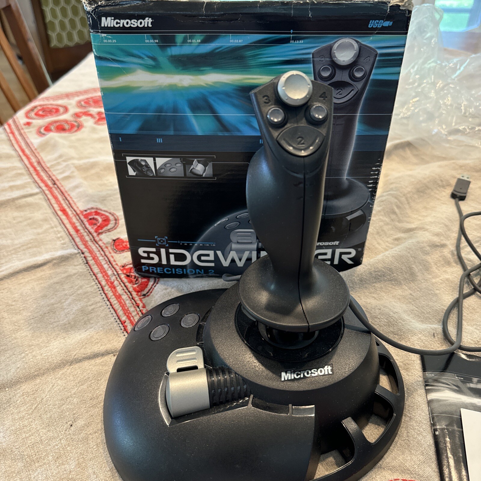 Microsoft Sidewinder Precision 2 Joystick – CD & Manual Included, Excellent