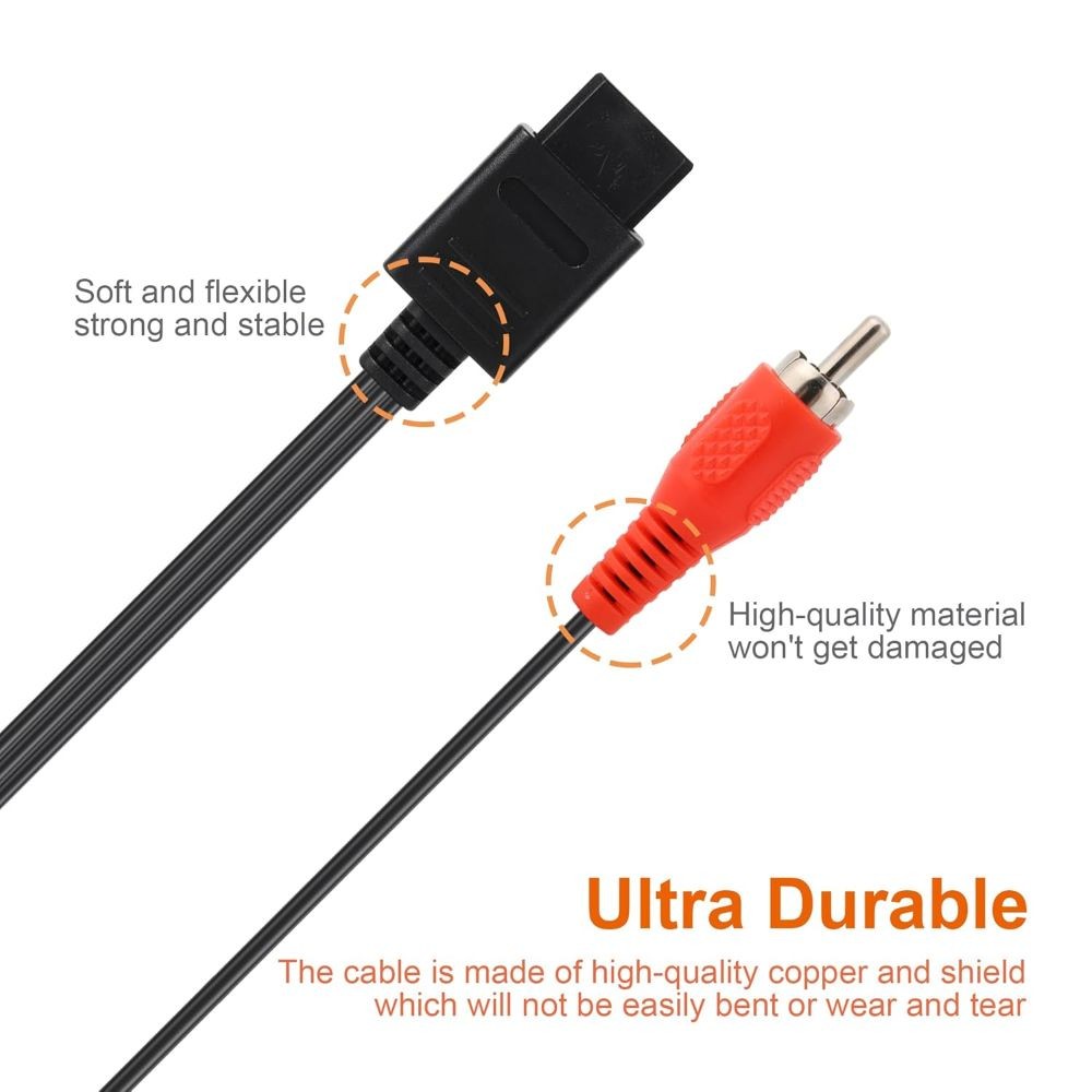 6FT RCA AV Audio Video Cable Compatible with SNES N64 GameCube TV Cord Lead
