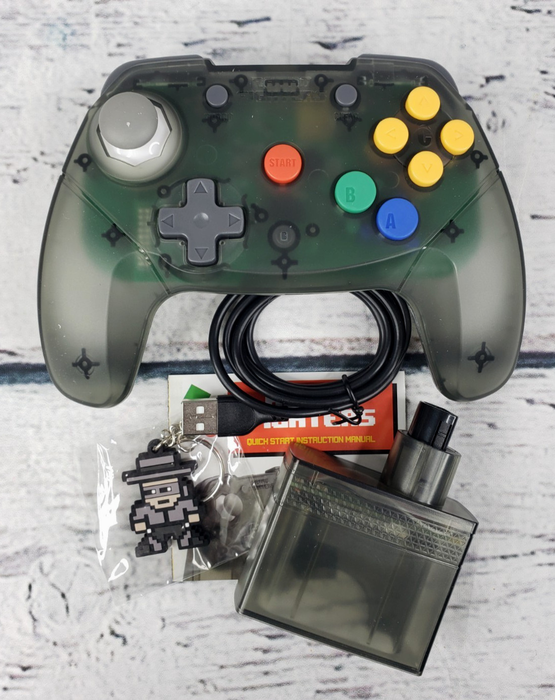 Brawler64 Wireless N64 Controller Smoke Gray Retro Fighters 2.4GHz Gamepad