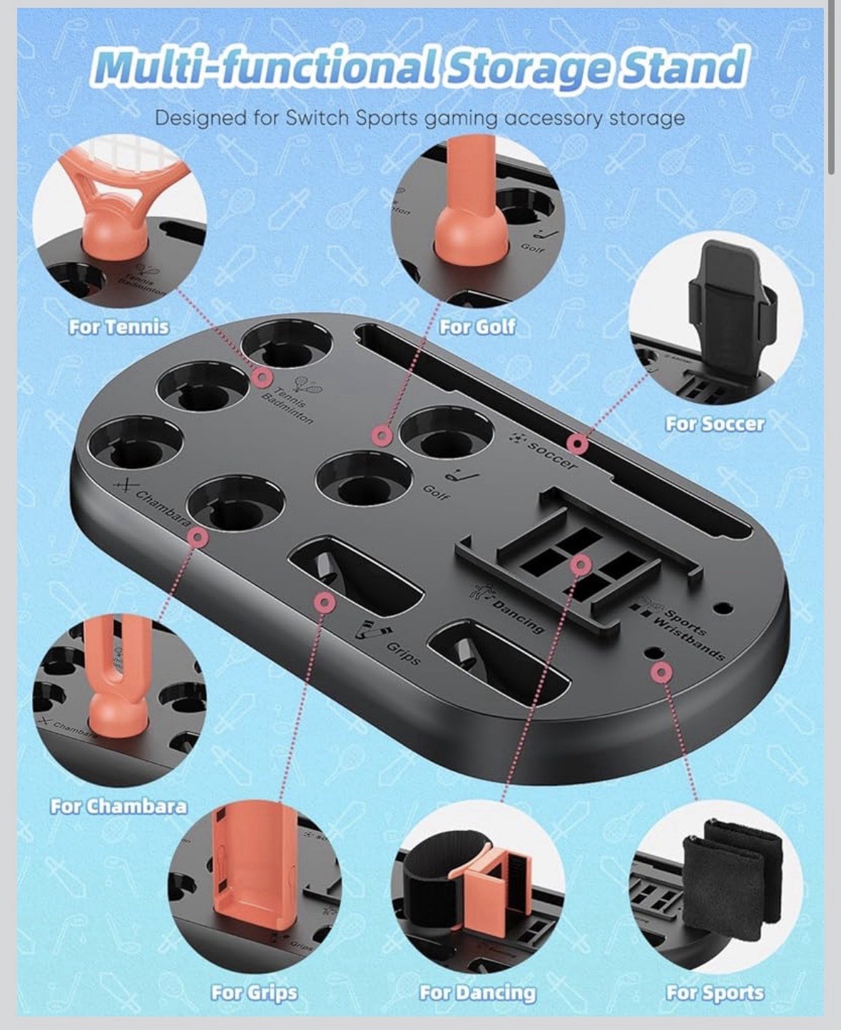 for Switch2 for Joy-con Sports Accessories Bundle, Storage Organizer Station C1