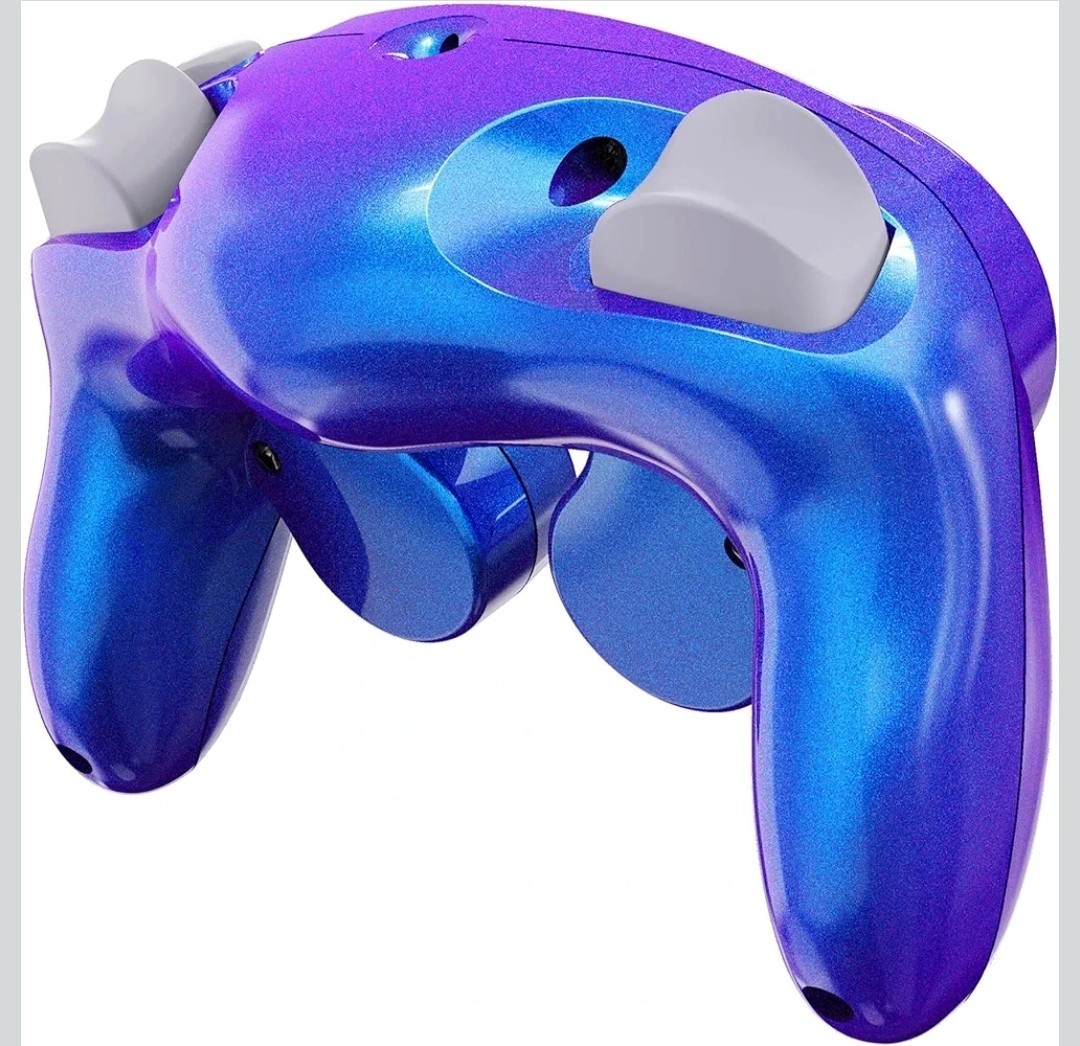 2x GameCube Controller DOL-003 – eXtremeRate Chameleon Purple Shell – 10ft Cable